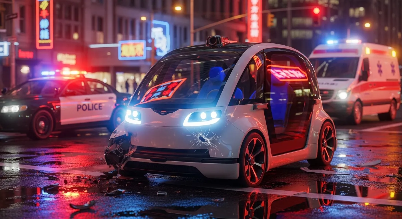 Driverless robotaxi stopped after a city crash