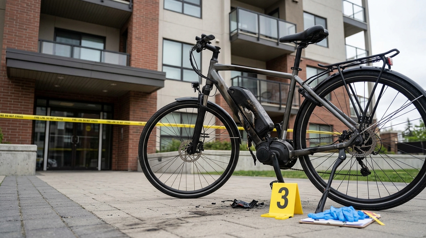 E-bike battery fire claim involving lithium-ion battery evidence