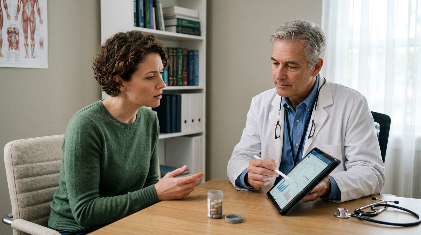 Patient discussing kratom side effects with a healthcare provider
